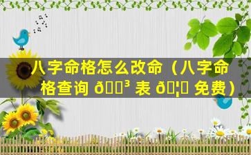 八字命格怎么改命（八字命格查询 🌳 表 🦅 免费）